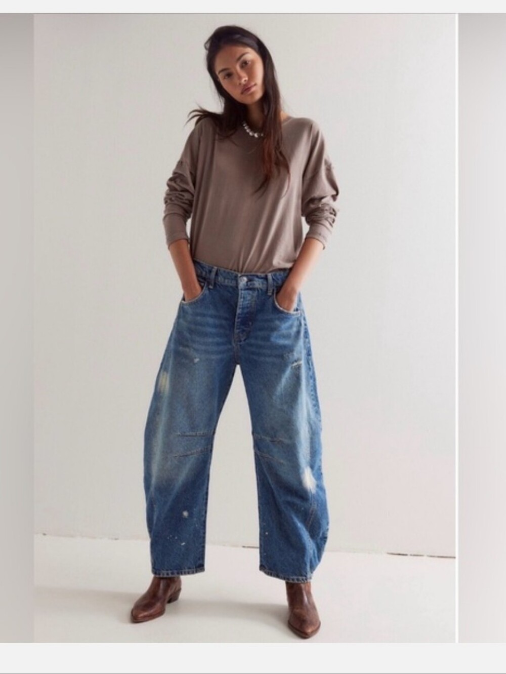 NWT We The Free Good Luck Mid Rise Barrel Jeans in 100 Years